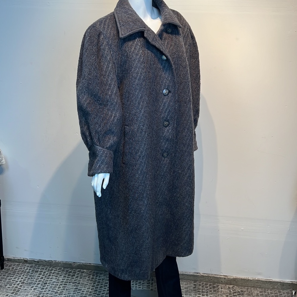 Woman’s Vtg Wool Grey Puffy Sleeves Size 2X Coat - Picture 8 of 14